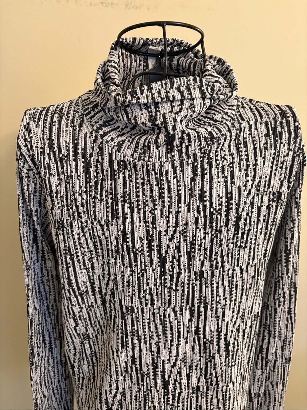 Athleta Women’s Black and White Cowl Neck Sweater